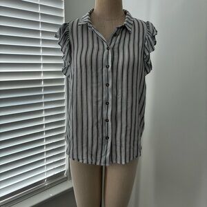 Anthropologie Maeve Striped Sleeveless Ruffle Blouse